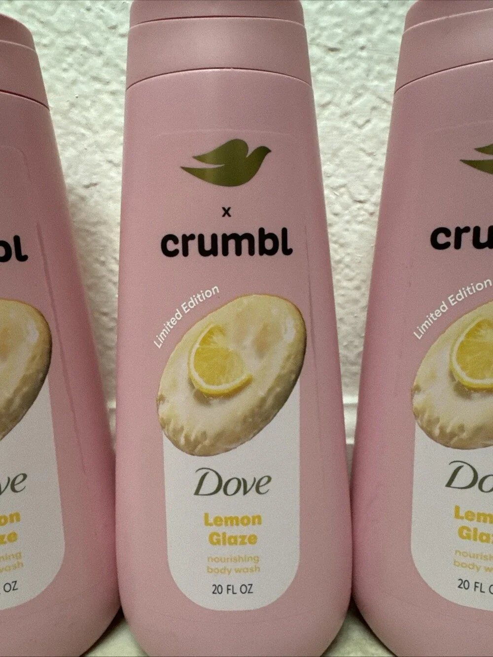 Dove x Crumbl 4pc Lot Lemon Glaze Nourishing Body Wash ~ 20oz Each ~ New (x4)